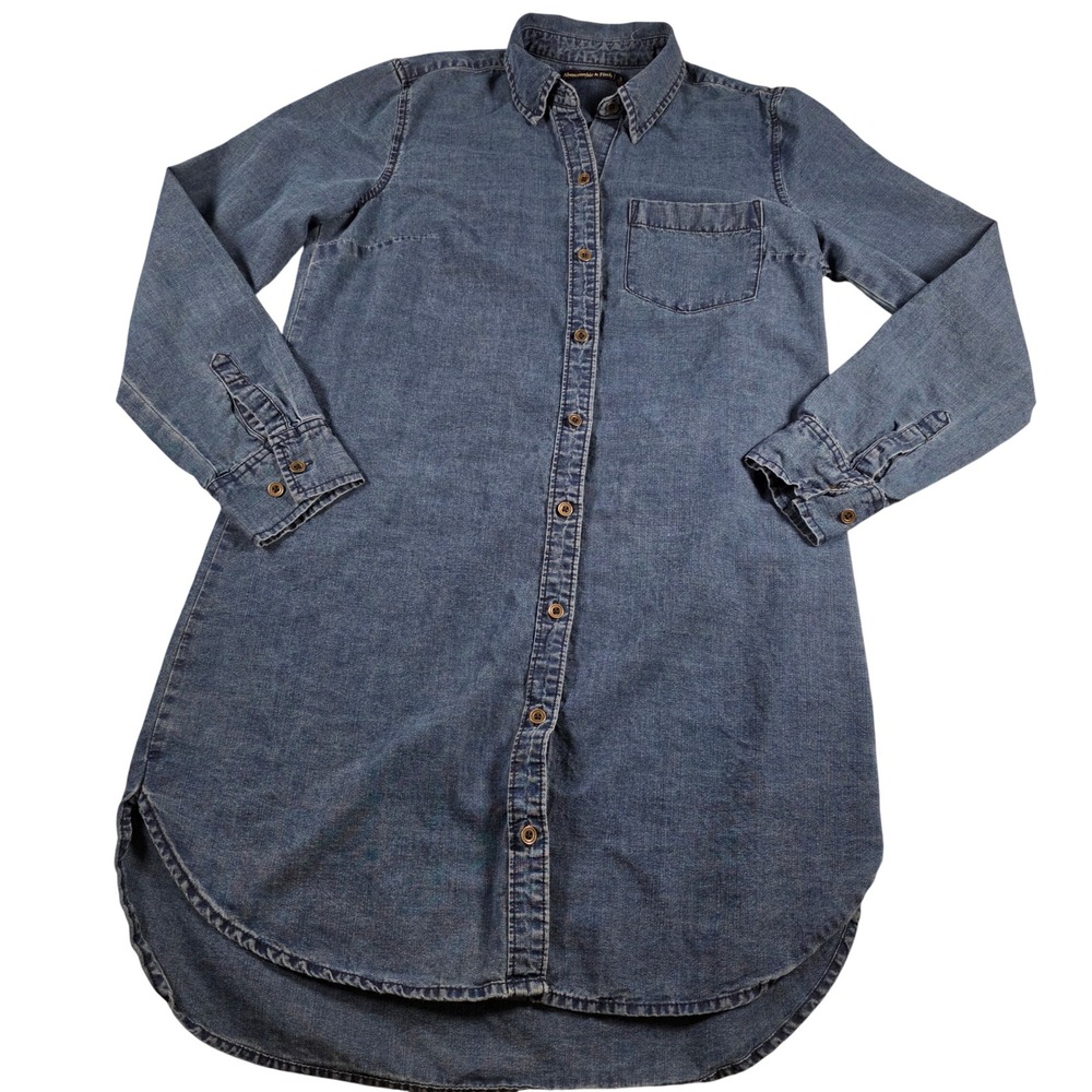 Abercrombie & Fitch Womens Small Denim Shirt Dress Blue Long Sleeve Button Down